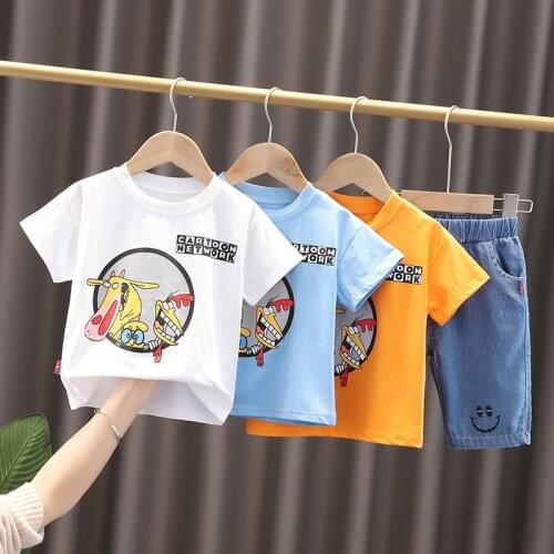 0-4 Years Summer Boy Clothing Set 2021 New Casual Fashion Active Cartoon T-shirt+ Pant Kid Children Baby Toddler Boy Clothing