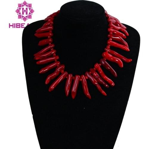 10*40mm Natural Red Coral Necklace 17Inch Rare Irregular Coral Jewelry Free Shipping CRN0018