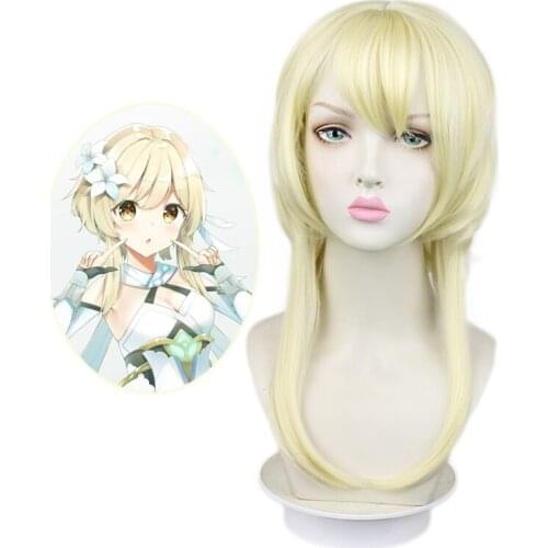 Traveler Aether Lumine Blonde Short Wig Cosplay Costume Game Genshin Impact Heat Resistant Synthetic Hair Women Wigs