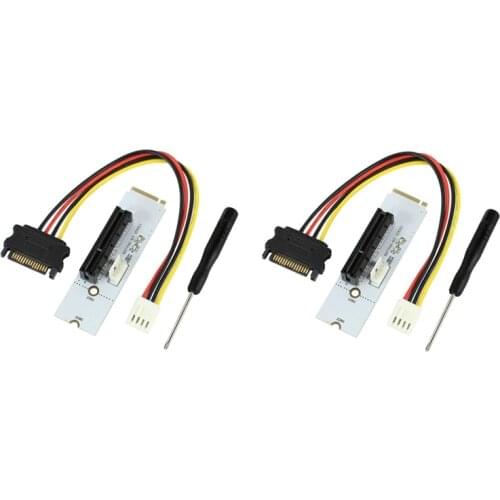NGFF M.2 to PCI-E 4X Riser Card M2 Key M to PCIe X4 Adapter with LED Voltage Indicator for Bitcoin Miner Mining,2Pack