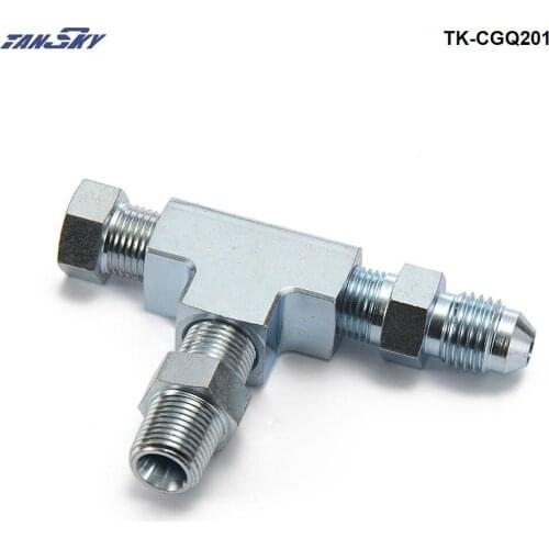 Adapter Fitting Tee 3 Way 1/8" NPT to 4AN & Plug Block Oil Feed Pressure Sensor TK-CGQ201