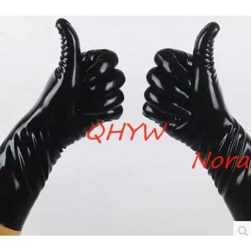 Sexy women men unisex latex exotic lingerie five fingers short harf gloves club cekc zentai fetish
