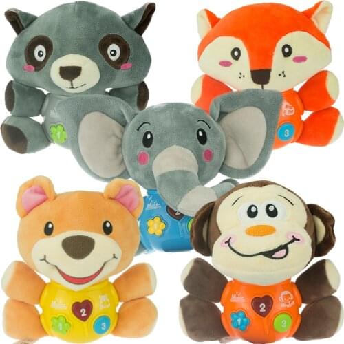 Plush Animals Electric Stuffed Dolls Light Sound Music Elephant Bear Newborn Baby Infants Sleeping Toys For Children Kids Girls