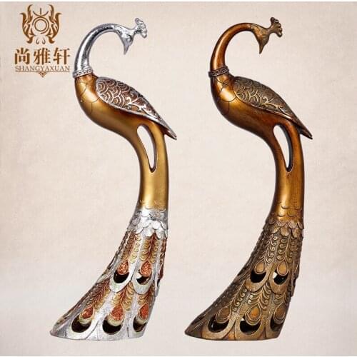 CREATIVE RESIN PEACOCK STATUE HOME DECOR CRAFT ROOM DECORATION OBJECTS WINE COOLER ANIMAL FIGURINE OFFICE VINTAGE ORNAMENTS GIFT