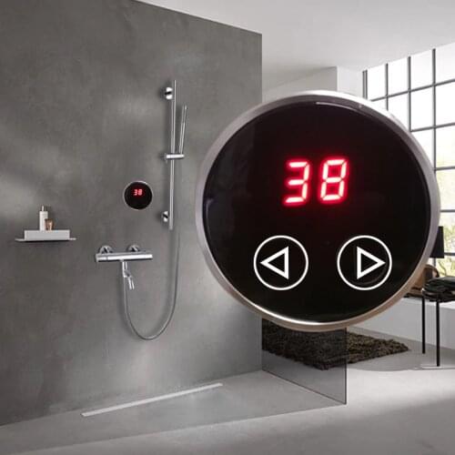 JMKWS Memory Bathroom Shower System Thermostat Water Heater Basin Faucets Thermostatic Mixing Valve Digital Dispaly Touch Panel