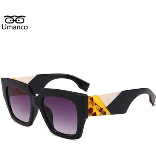 Umanco Unique Square Sunglasses Women Men Vintage Fashion Metal Plastic Sun Glasses Multicolor Shades Mirror Gradient Eyeglasses