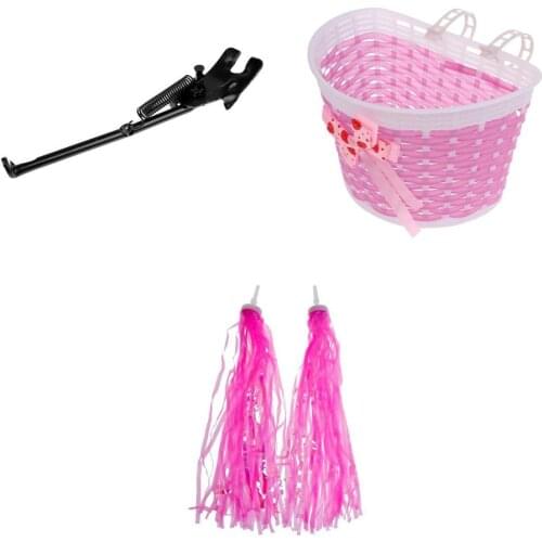 Bike Streamers Handlebar Grip Tassels +Bicycle Front Basket + Kickstand Rear