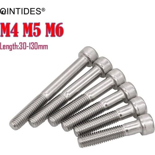 QINTIDES M4 M5 M6 M8 Hexagon socket head cap screws partially threaded 304 stainless steel hexagon screw half thread screws
