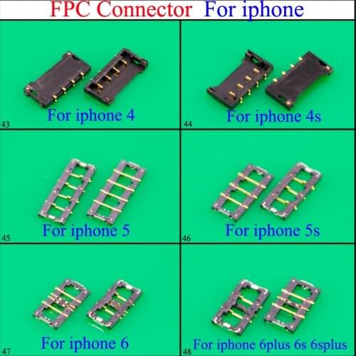 For iphone 4 4S 5 5s 6 6s 6plus 6s plus Inner Battery Plug FPC Connector Battery Holder Clip Contact on Motherboard Replacement