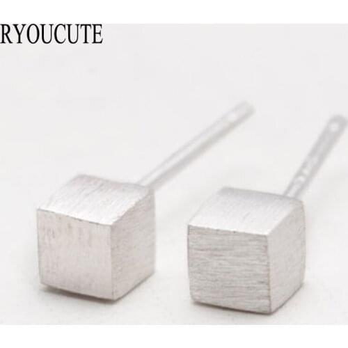 New Silver Color Cube Box Earrings for Women Girls Gift Brincos Pendientes Beautiful Jewelry Mujer Femme Gifts Wholesale