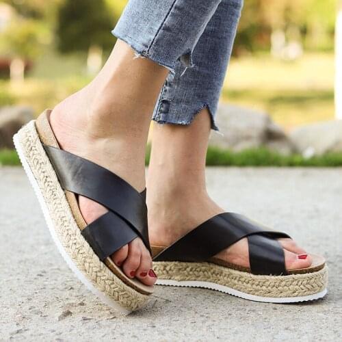 Women Platform Sandals 2021 Summer Shoes Woman Outdoor Sandals Thick Mid-heel Soft Bottom Comfortable Sandals