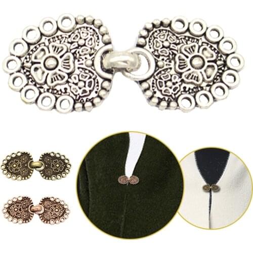 1PC Women Fashion Blouse Shawl Buckle Apparel Clips Retro Cardigan Anti Slip Cardigan Alloy Simple Standing Collar Waist Buckle