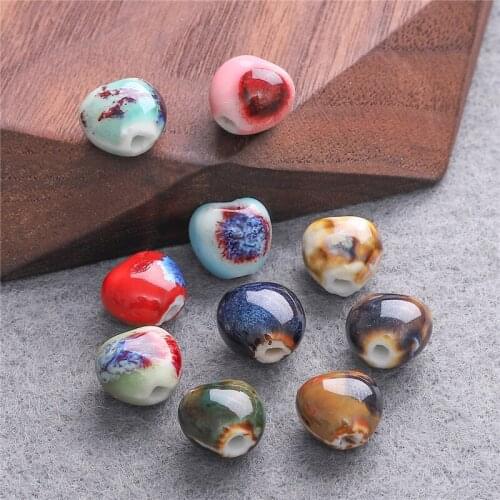 10pcs 13mm Unique Delicate Chinese Ceramic Porcelain Heart Beads Charm for DIY Earring Necklace Bracelet Jewelry Craft Making