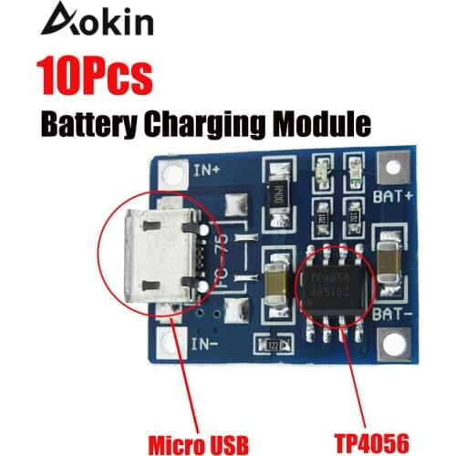 10Pcs TP4056 5V 1A Micro USB 18650 Lithium Battery Charging Board Charger Module Protection Dual Functions for arduino Diy Kit
