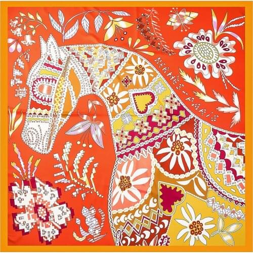 130cm Big Shawl Summer Beach Outing Sunscreen Towel Ladies Scarf Free Shipping Twill Silk Handkerchief For Hair Women Bandana