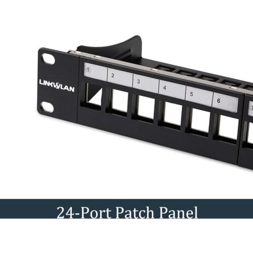 19 inch 24-Port Cat6 Modular Patch Panel Incl. 24pcs RJ45 Tool-less Keystone Jacks