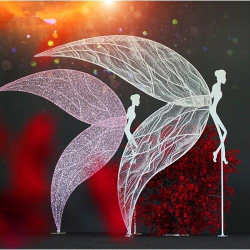 2pcs Wedding wrought iron elf ornaments holiday party stage pendant window props mall decoration