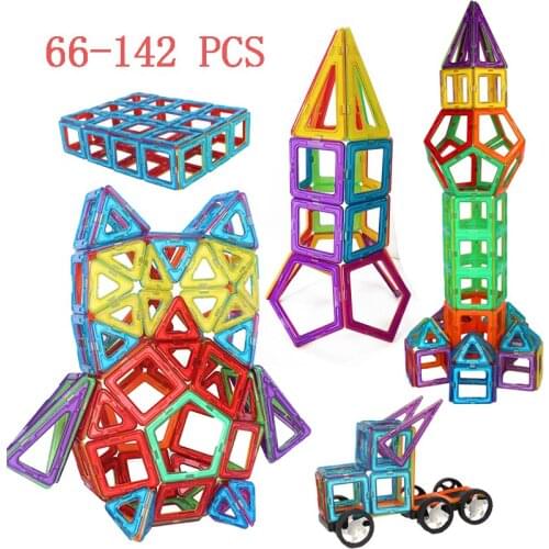 66-142 Pcs Big Size Magnetic Building Blocks Brick Plastic triangle square toys DIY Stitching For Boy Birthday Christmas Gifts