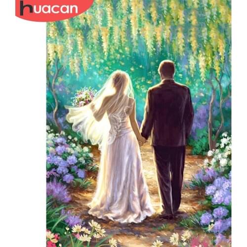 HUACAN Diamond Painting Couples Rhinestone Kit Full Drill Square Diamond Embroidery Portrait Mosaic Wedding Home Decoration