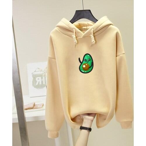 Avocado Print Cartoon Kpop Kawaii Sweatshirt Winter Streetwear Harajuku Pullover Oversized Hoodie Womens Jacket Cute Casual