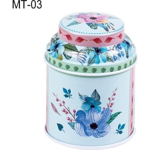 Candy Jar Cookie Box Vintage Flowers Cylinder Mini Tin Case Candy Tea Package Container Storage Box Gift Box