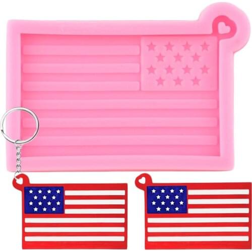 Shiny American Flag Silicone Mold Keychain Epoxy Resin Molds DIY Craft Key Ring Jewelry Pendant Polymer Clay Moulds
