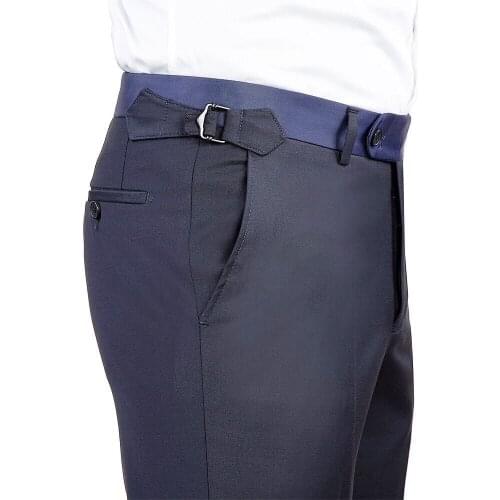 Brand New No Pleats Navy Blue Pants Straight-Fit Trousers Mens/Bridegroom/Best Man Wedding/Evening Plain Front Pant KZ6