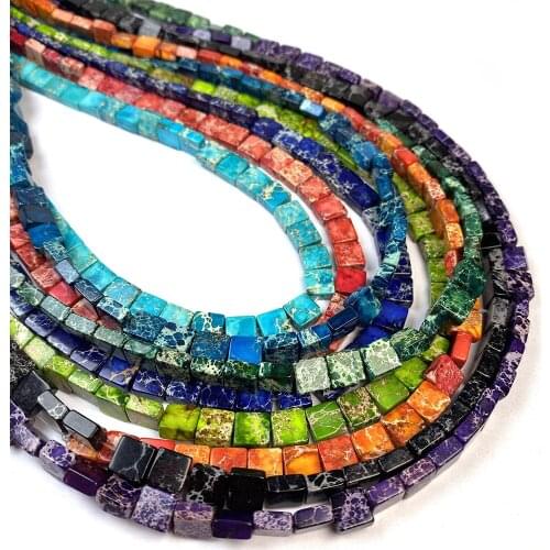 Natural semi precious stone beads square 66 pieces / String For making necklaces bracelets earrings etc 6*6*3mm
