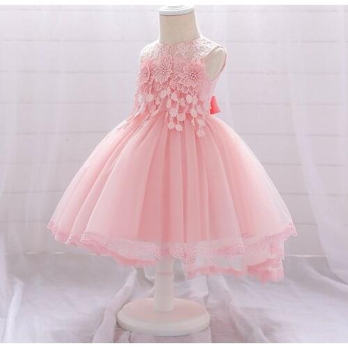 Baby Flower Girl Dress Lace Flower Pearl One-year-old Dress Baby Girl Princess Baby Girl Evening Dress Child Birthday Dress