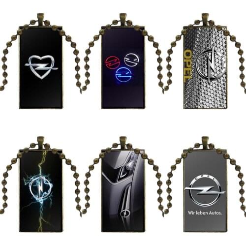 For Girls Handmade Gift Mobile Opel Astra Logo Glass Cabochon Pendant Necklace Rectangle Fashion Necklace