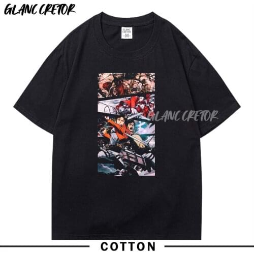 Funny Cartoon T Shirt Men Attack on Titan Graphic Summer Tshirt Cool Anime Casual T-shirt Hip Hop Top Tees Male