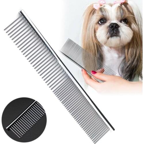 Needle Comb For Pet Puppy Dog Cat Metal Double Row Teeth Brush Grooming For Hair Comb Fur Rake