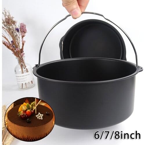 6/7/8Inch Round Air Fryer Mold Non-stick Cake Mold Carbon Steel Baking Tray Baking Basket Kitchen Accessories Gadgets