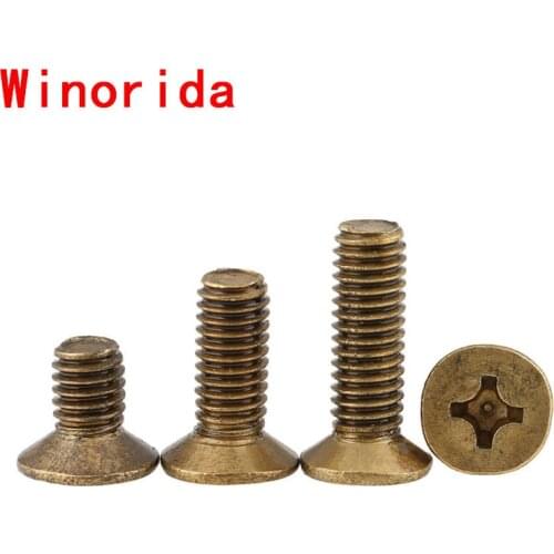 Cross Countersunk Head Brass Screw KM GB819 Philips Flat Head Brass Bolts Copper Machine Mini Screws M2 M2.5 M3 M4 30PCS