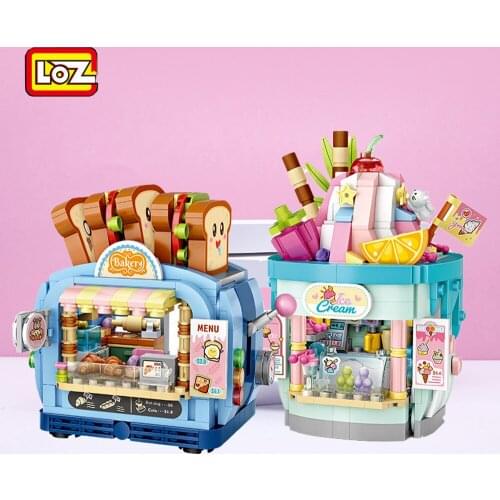 LOZ Mini Block Cute Small Store Selling Truck Shop Model Building Brick for Children Juguetes Kids Girls Present Toys Brinquedos