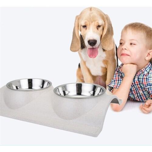 20pcs/lot Double Dog Stainless Steel Bowl Pet Feeding Feeder Water Food Bowls Station Solution for Puppy Cats Supplies Dish