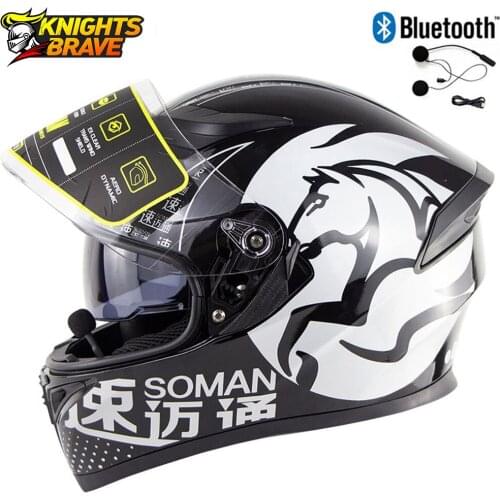SOMAN Motorcycle Bluetooth Helmet Visor Dual Lens Casco Moto Men Helmet Motorcycle Motorbike Motocross Helmets Cascos Para Moto