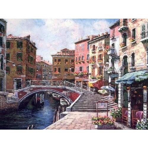 Needlework,House bridge oil painting Scenic 14CT Unprinted Embroidery,DIY Cross stitch kit,Art Pattern Cross-Stitching Decor