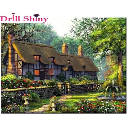 Full Diy Diamond Painting Kits Cube Drill Rhinestone Cross Stitch Kits Scenery Diamond Mosaic Square Needlework Garden Cottage
