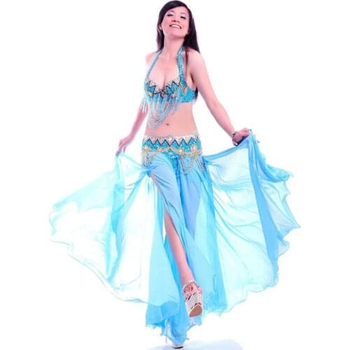 2018 Belly Dance Costume Set 3 Pcs Bra&belt&skirt 34b/c 36b/c 38b/c 40b/c 11 Colors