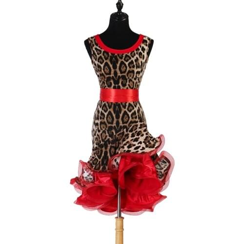 Leopard print latin dress salsa dress latin dress lace women polka dot print latin dance dress for girls lq138