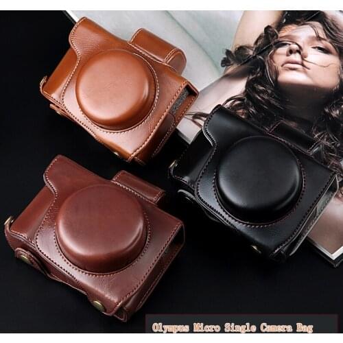 Deluxe Edition PU Leather Camera Case Bag Cover For Olympus E-M10 EM10 Mark II III EM5 II E-PL7 E-PL8 EPL7 EPL8 PEN-F and strap