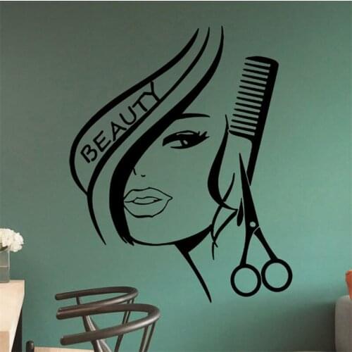 Sexy Hair Hairdresser Beauty Salon Barbershop DIY Wallpaper Removable Vinyl Home Decor Art Wall Stickers JG1343