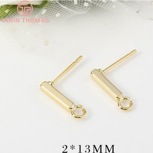 6PCS 24K Gold Color Plated Brass Shaped Stud Earrings for Jewerly Making Diy Jewelry Findings Accessories wholesale