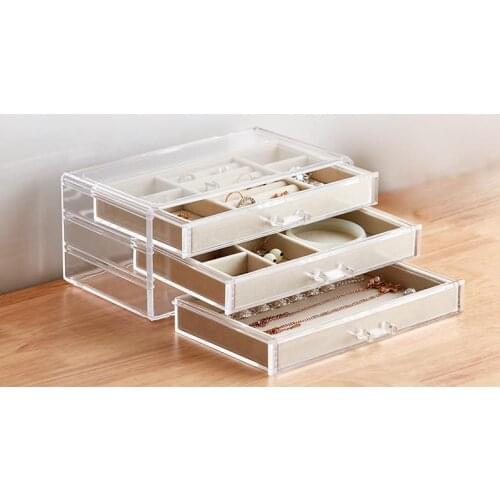 Jewelry storage box female earrings hand jewelry multi-functional simple large-capacity transparent box