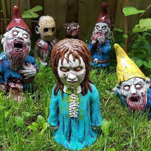 Horror Movie Garden Gnomes Undead Halloween Sculpture for Outdoor Patio Yard Lawn Dropship