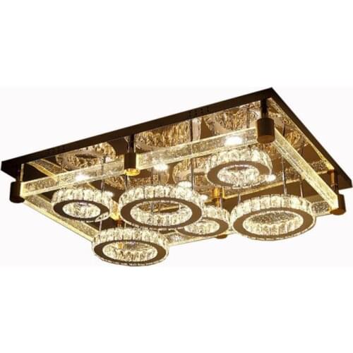 LED ceiling lamp living room rectangular line cut crystal lamp bedroom simple modern atmosphere stainless steel crystal lamp led