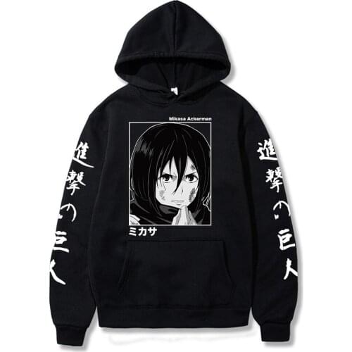 Attack on Titan Hoodie Japan Style Mikasa Long Sleeve Sweatshirts Streetwear for Women/men