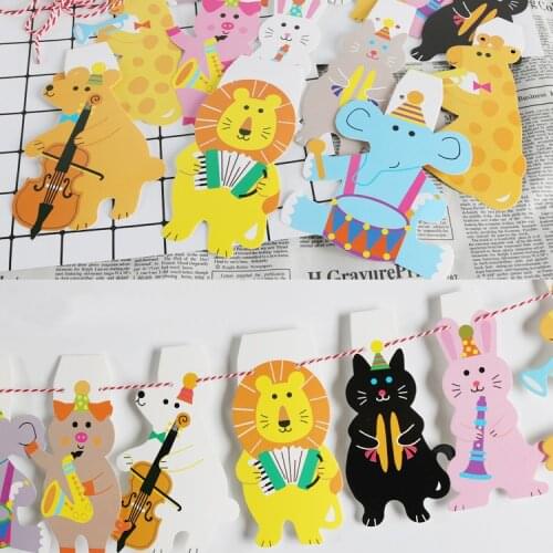 2M Party Supplies Paper Animal Flags Bunting Banners Kids Birthday Party Decorations Kindergarten Classroom Decoration