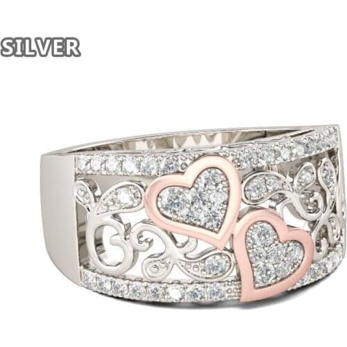 Vecalon Heart Shape Promise Finger Ring 925anillos Silver 5A Zircon Cz Engagement Wedding Rings For Women Dropshipping Jewelry